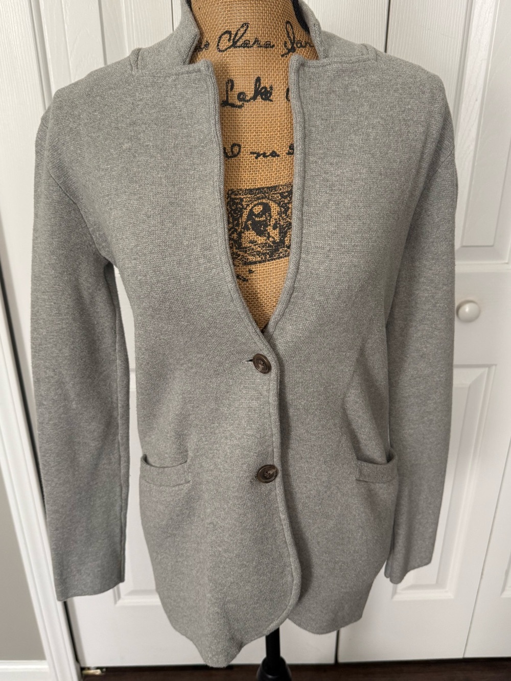 J. Crew Gray Knit Blazer with Patch Pockets